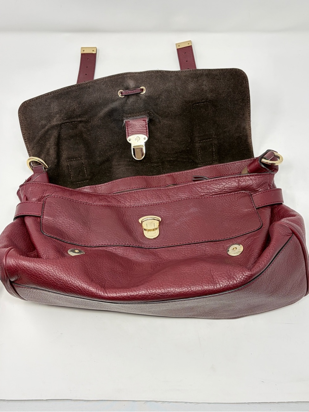 Mulberry Alexa Studded Tassel Satchel Bag Oxblood Burgundy Soft Buffalo Leather - Picture 12 of 16